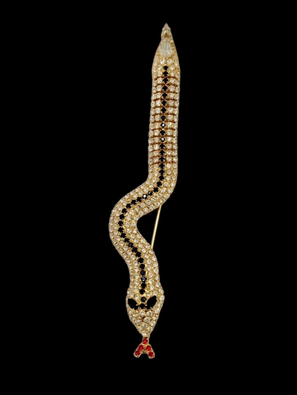 Vintage Gold Tone Crystal Snake Brooch - Picture 2 of 5